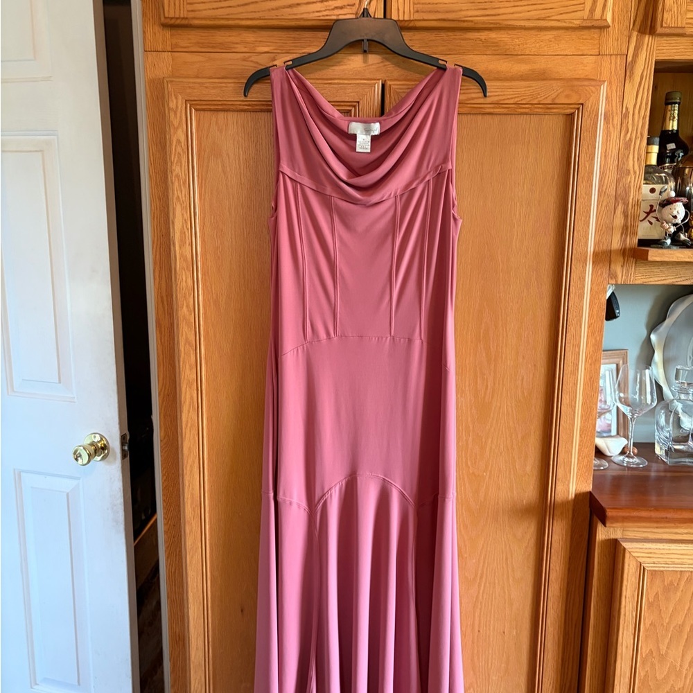 Vintage Spiegel Dusty Rose Cowl sleeveless Neck Maxi Dress size 8
